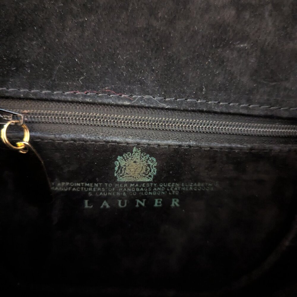 Black Leather Handbag by Launer - Picture 4 of 6